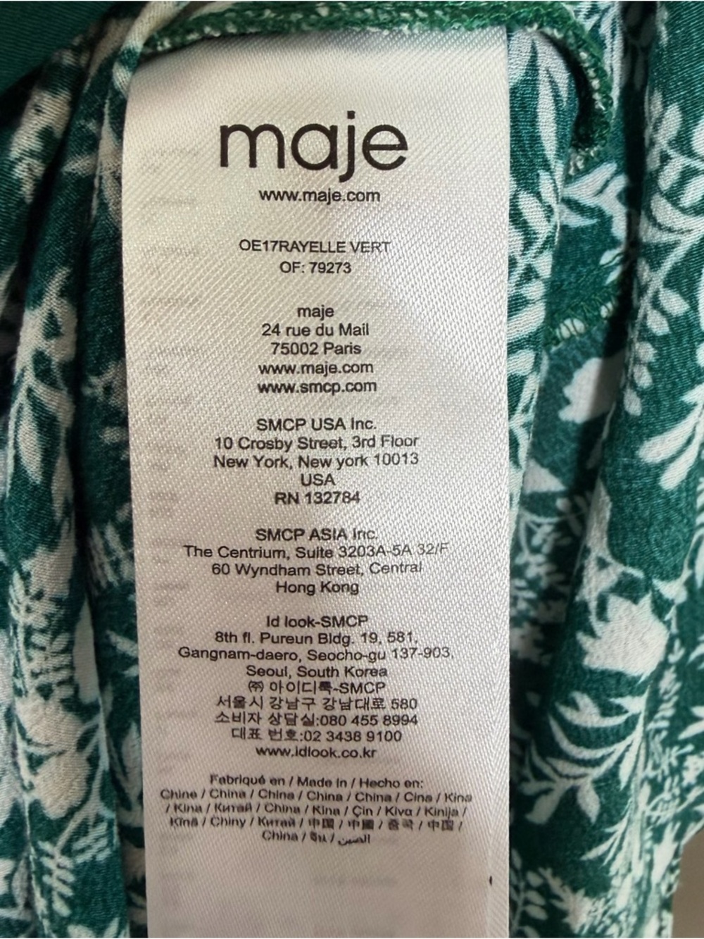 Maje Green Rayelle Shirred Floral Crepe Midi Dress - Picture 8 of 12